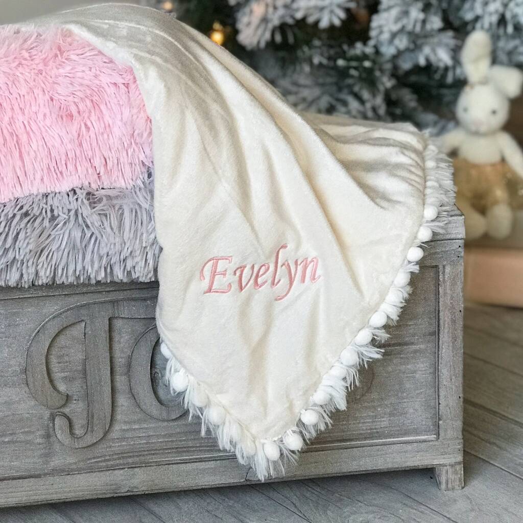 Personalised Cream Koochicoo Christening Baby Blanket By That's Mine