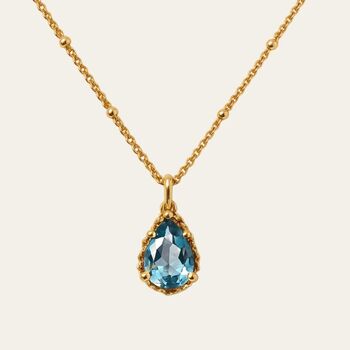 Gold Vermeil Blue Topaz Necklace Aurelia, 2 of 4
