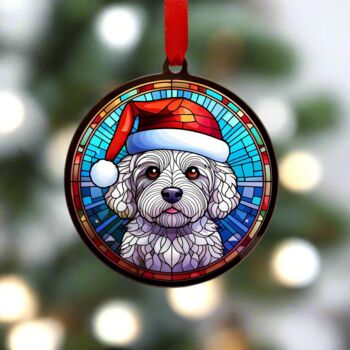 Bichon Frise In Santa Hat Suncatcher Decoration, 2 of 6