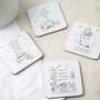 Set Of Four Cork Coasters | Black White, thumbnail 1 of 7