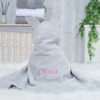 Personalised Sweet Pea Bunny Baby Towel Gift Set, 3 of 7
