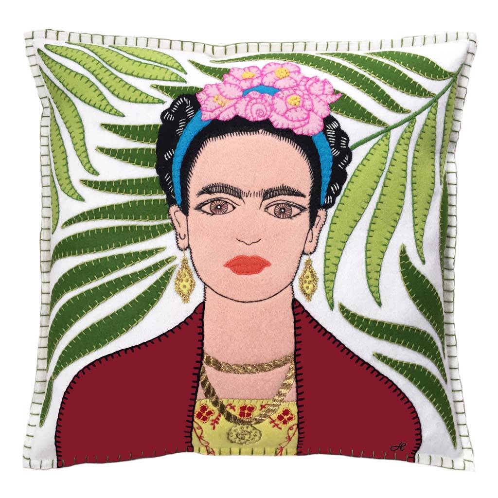 Hand Embroidered Frida Kahlo Cushion, 1 of 5