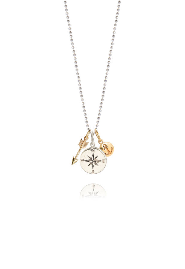 Silver Compass Charm Necklace By Silver Service Jewellery