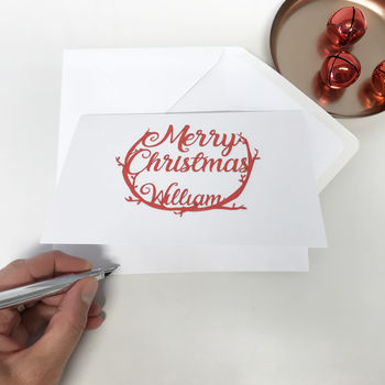 Personalised Christmas Papercut Wreath Card, 6 of 10