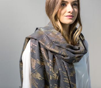 Personalised Charcoal And Gold Fleck Scarf, 2 of 7