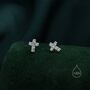 Sterling Silver Very Tiny Cross Stud Earrings, thumbnail 1 of 12