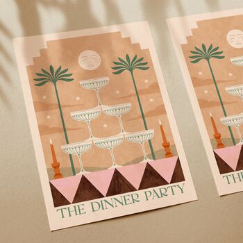The Dinner Party, Boho Food And Drink Art Print, Martini Poster, 2 of 3
