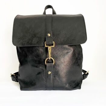Black Leather Backpack Medium, 2 of 5