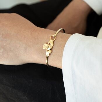 18ct Gold Plated Claddagh Bangle Bracelet, 3 of 5