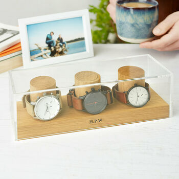Personalised Gent's Solid Oak Watch Stand, 11 of 12