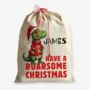 Personalised Christmas Sack Roasome Christmas Dinosaur Design, thumbnail 5 of 5