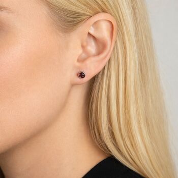 Sterling Silver January Garnet Birthstone Stud Earrings – 7mm, 2 of 10