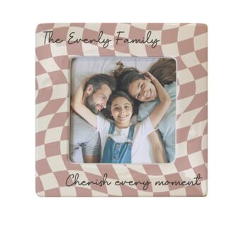 Personalised Pink Checkerboard Ceramic Frame, 4 of 4
