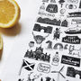 Scottish Illustrated Black And White Tea Towel, thumbnail 3 of 8
