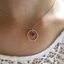 Rose Gold Plated Circle Birthstone Necklace, thumbnail 2 of 6