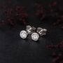 Sterling Silver April Cubic Zirconia Birthstone Stud Earrings, thumbnail 2 of 5