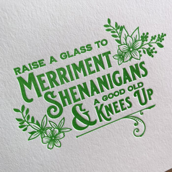 'Shenanigans' Letterpress Celebration Card, 2 of 4
