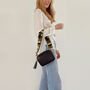 Black Leather Crossbody Bag And Silver Chevron Strap, thumbnail 9 of 11
