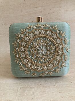 Green Mandala Design Square Clutch, 3 of 12