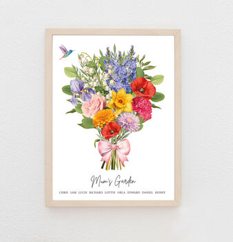 Personalised Birth Flower Family Bouquet Print, 9 of 10
