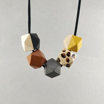 Leopard, Brown And Grey Geometric Necklace, 5 of 7
