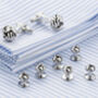 Six Silver Dress Shirt Tuxedo Studs And Cufflink Set, thumbnail 2 of 7