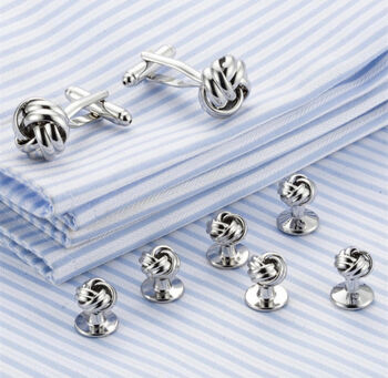 Six Silver Dress Shirt Tuxedo Studs And Cufflink Set, 2 of 7