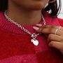 Solid Silver T Bar Necklace With Engraved Heart Charm, thumbnail 2 of 5