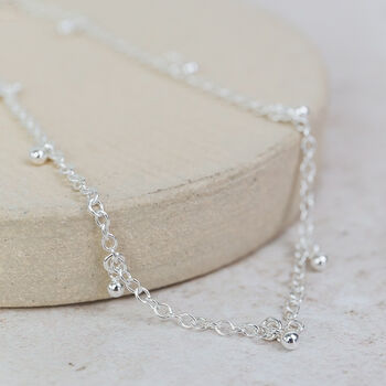 Sterling Silver Ball Charm Anklet, 2 of 3