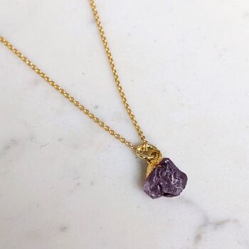 Amethyst Birthstone Necklace, February, Gold Plated, 4 of 6