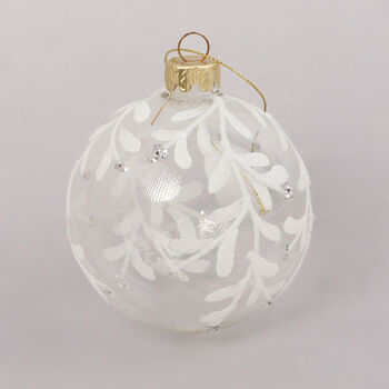 G Decor Glass Baubles With Glittery Plant Designs, 2 of 3