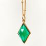 Green Onyx Diamond Shape Pendant On Bobble Chain, thumbnail 2 of 5