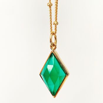 Green Onyx Diamond Shape Pendant On Bobble Chain, 2 of 5