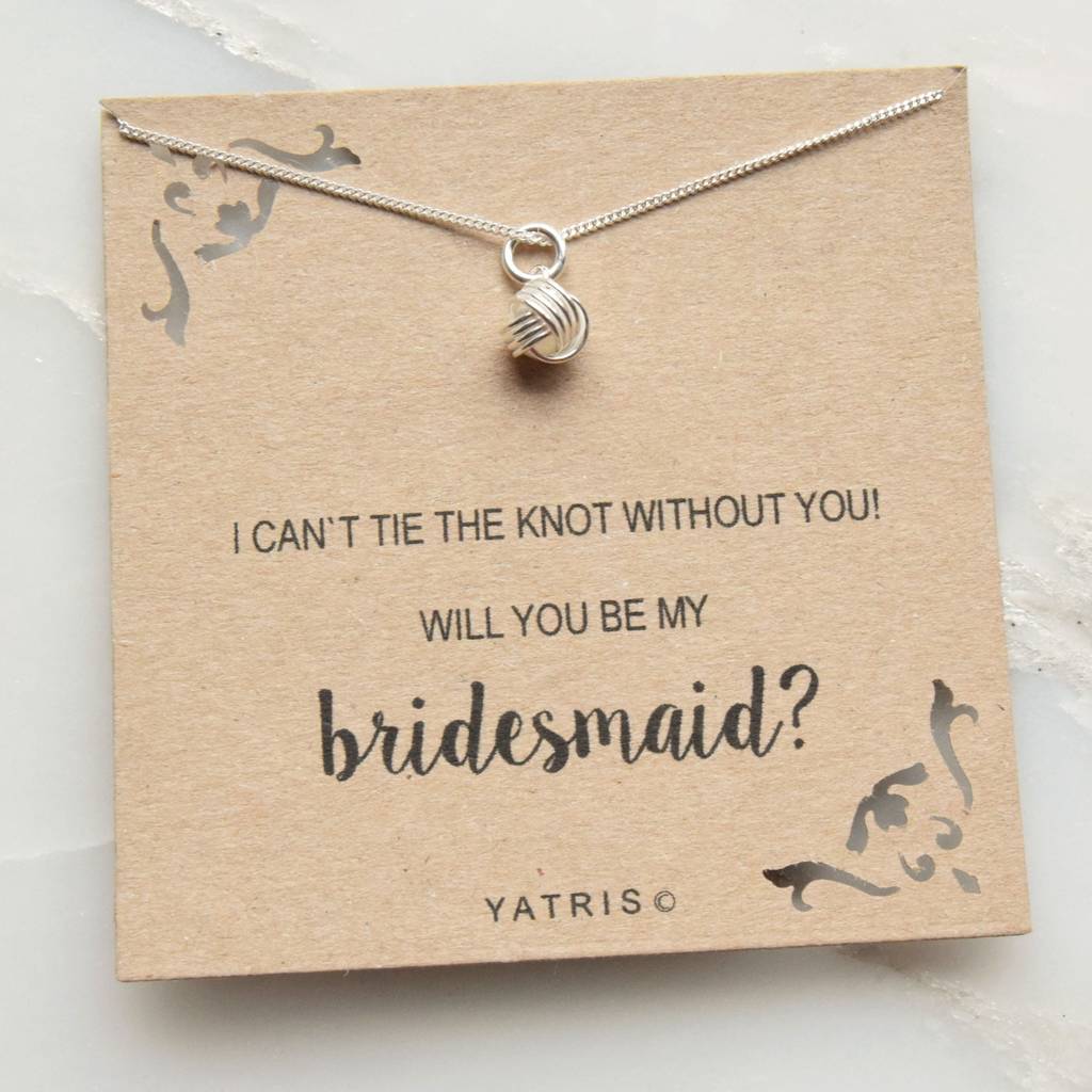 tie the knot bridesmaid silver necklace gift box by yatris