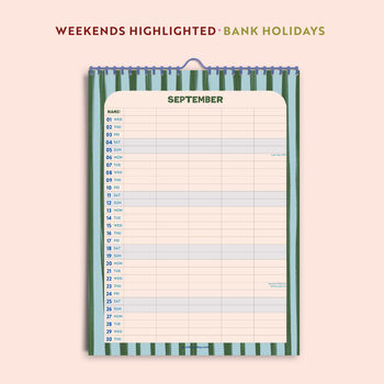 2027 A3 Family Wall Calendar | Coastal Stripe, 2 of 3