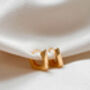 18k Gold Square Huggie Hoop Earrings, thumbnail 2 of 7