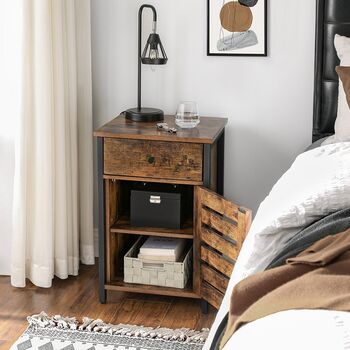 Nightstand Side Table With Drawer And Shutter Cabinet, 2 of 6