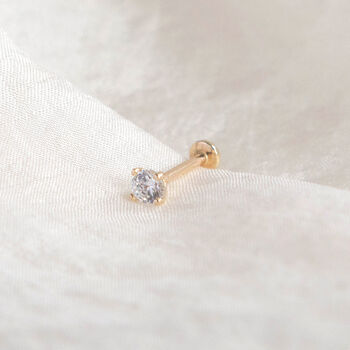 14 Carat Gold Solitaire, Threaded Labret Piercing, 6 of 6