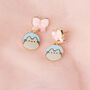 Pusheen The Cat Pink Bows Drop Earrings, thumbnail 3 of 6