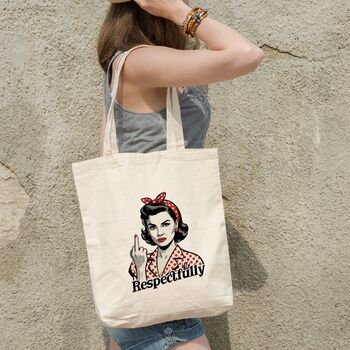 Respectfully Middle Finger Tote Bag, 7 of 7