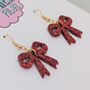 Ribbon Bow Mini Glitter Resin Earrings, thumbnail 2 of 12