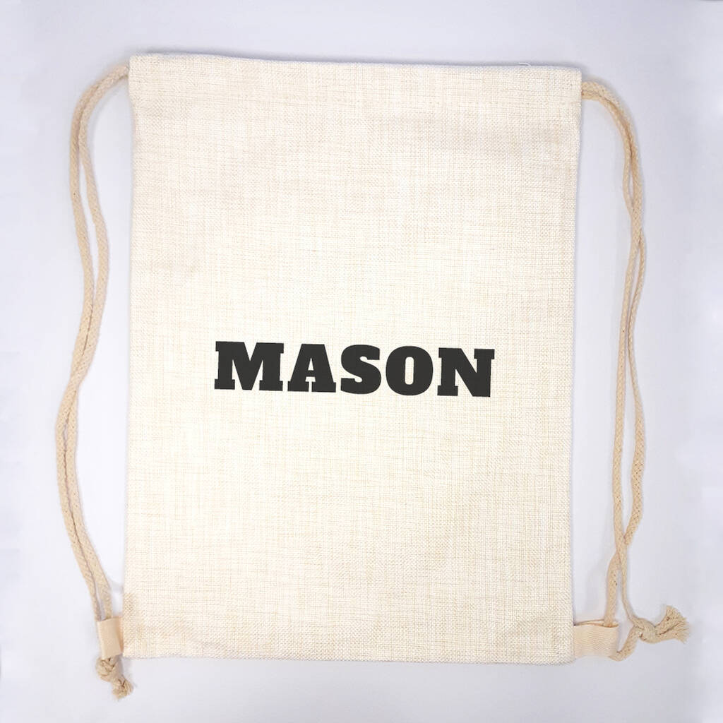 Personalised Linen Drawstring Bag, 1 of 3