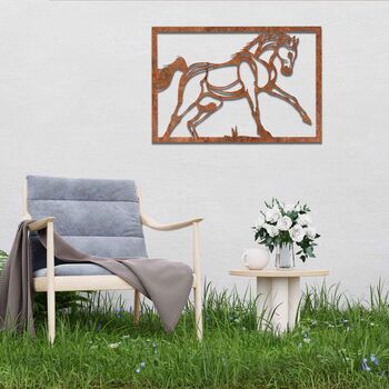 Rusted Metal Horse In Frame Horse Wall Art, 7 of 10