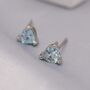 Natural Blue Topaz Heart Stud Earrings Sterling Silver, thumbnail 6 of 12
