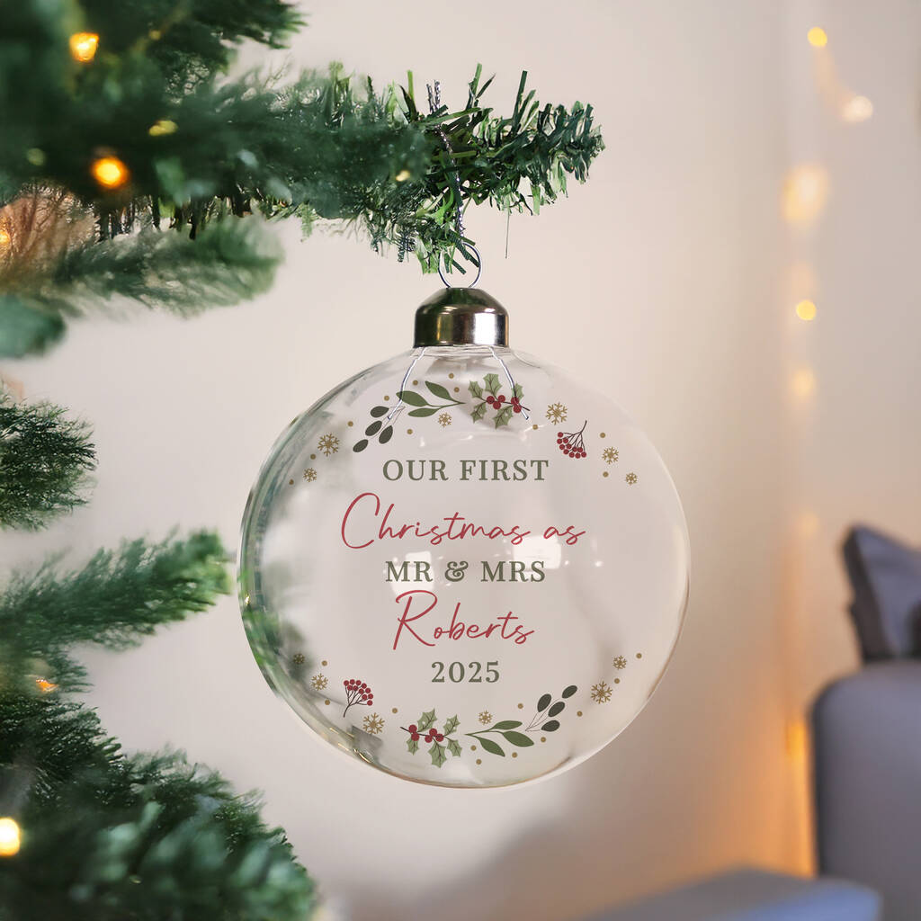 Personalised Christmas Glass Bauble Hanging Decoration, 1 of 5