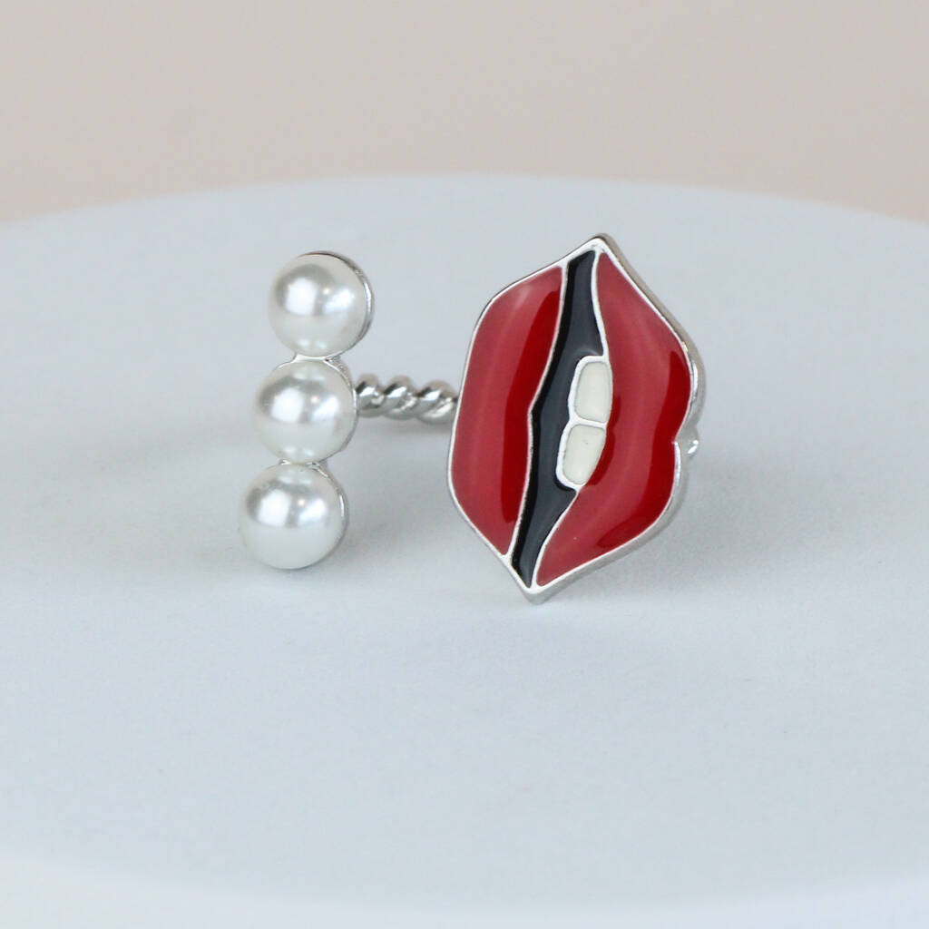 Pop Art Lips Adjustable Ring, 1 of 4