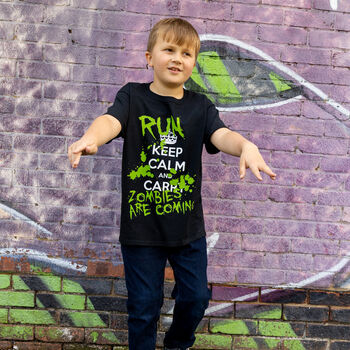 Keep Calm Run Zombies Boys' Halloween T Shirt, 6 of 6