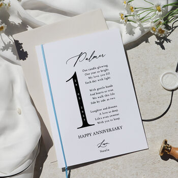 Husband Wife 1st Wedding Anniversary Card Personalised First Anniversary Gift, 2 of 7