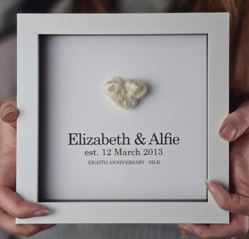 Personalised 8th Anniversary Gift Handmade Silk Heart, 6 of 9