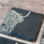 Set Of Four Highland Cow Slate Coasters, thumbnail 4 of 4